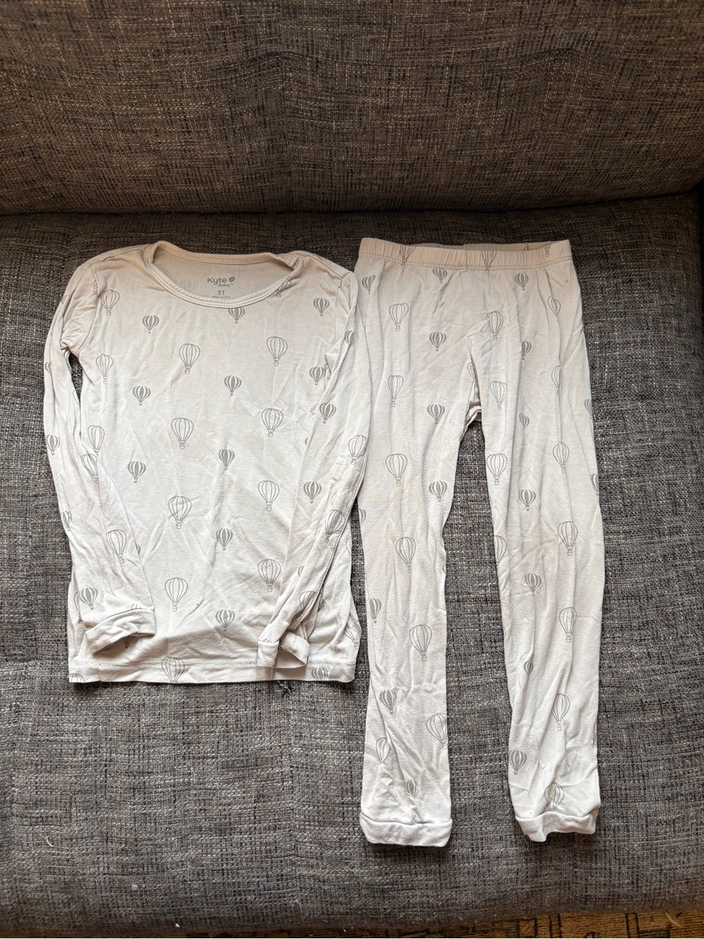 Kyte BABY Cream Long-Sleeve Hot Air Balloon Pajama Set 3T